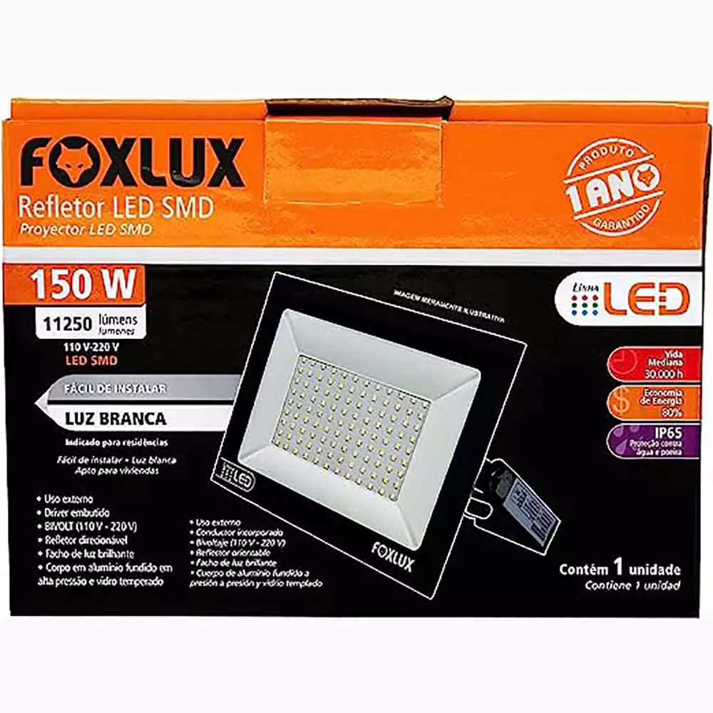 Refletor Led 150W 6500K Preto Bivolt Foxlux